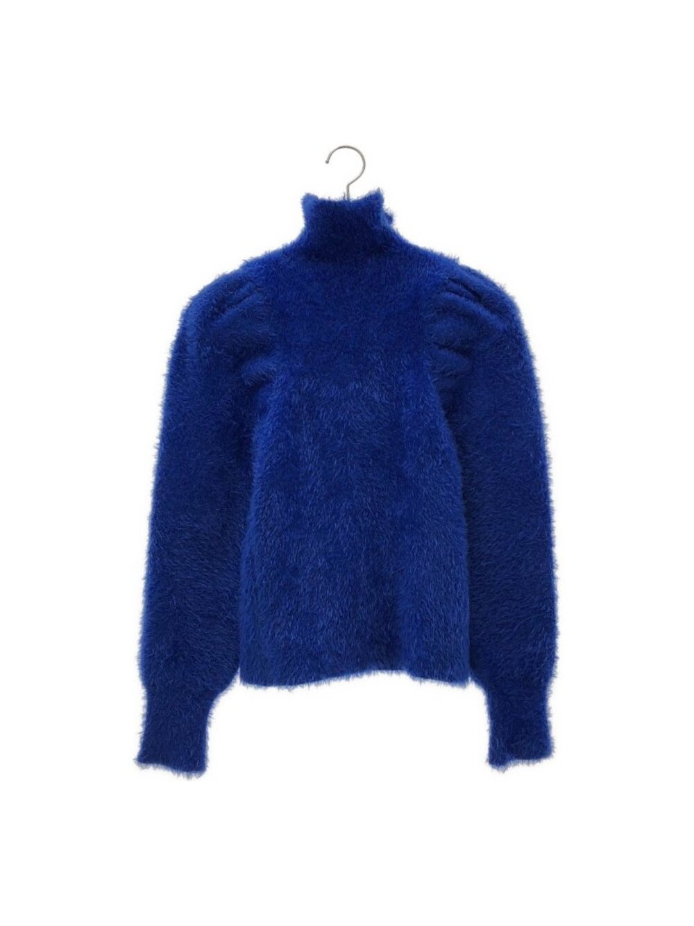 Balenciaga Wool Blend Turtleneck Shaggy Knit Blue Sweater XS